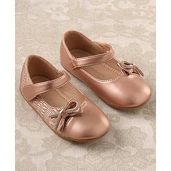 Cute Walk by Babyhug Studded Bellies with Bow Applique & Velcro Closure - Rose Gold