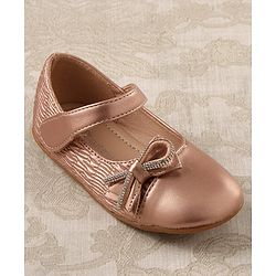 Cute Walk by Babyhug Studded Bellies with Bow Applique & Velcro Closure - Rose Gold
