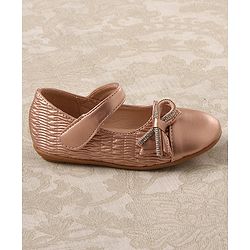 Cute Walk by Babyhug Studded Bellies with Bow Applique & Velcro Closure - Rose Gold