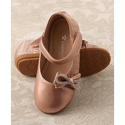 Cute Walk by Babyhug Studded Bellies with Bow Applique & Velcro Closure - Rose Gold
