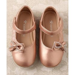Cute Walk by Babyhug Studded Bellies with Bow Applique & Velcro Closure - Rose Gold