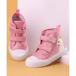 Cute Walk by Babyhug Velcro Closure Casual Shoes Unicorn Embroidery - Pink
