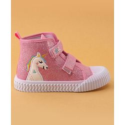 Cute Walk by Babyhug Velcro Closure Casual Shoes Unicorn Embroidery - Pink
