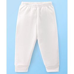 Babyhug Cotton Full Length Thermal Leggings Solid- Off White
