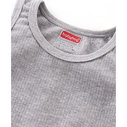 Babyhug Cotton Pull Over Sleeveless Solid Thermal Vest- Light Grey