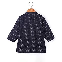 Babyhug Full Sleeves Sequenced Kurta & Pajama Set - Navy Blue