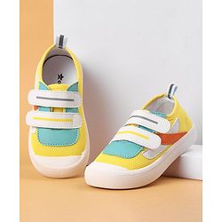 Cute Walk by Babyhug Double Velcro Closure Color Block Print Casual Shoes - Yellow