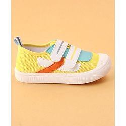 Cute Walk by Babyhug Double Velcro Closure Color Block Print Casual Shoes - Yellow
