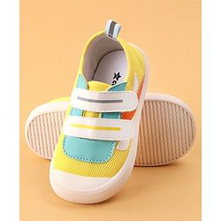 Cute Walk by Babyhug Double Velcro Closure Color Block Print Casual Shoes - Yellow