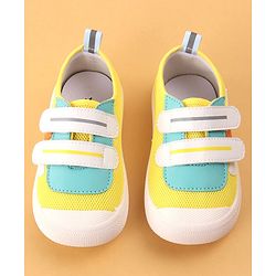Cute Walk by Babyhug Double Velcro Closure Color Block Print Casual Shoes - Yellow