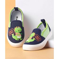 Cute Walk by Babyhug Slip On Casual Shoes Dino Print - Navy Blue & Green