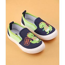 Cute Walk by Babyhug Slip On Casual Shoes Dino Print - Navy Blue & Green