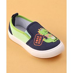 Cute Walk by Babyhug Slip On Casual Shoes Dino Print - Navy Blue & Green