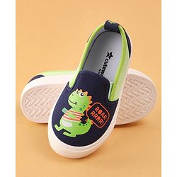 Cute Walk by Babyhug Slip On Casual Shoes Dino Print - Navy Blue & Green