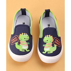 Cute Walk by Babyhug Slip On Casual Shoes Dino Print - Navy Blue & Green