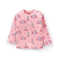 Babyhug Cotton Knit Full Sleeves Night Suit With Bunny Print - Pink