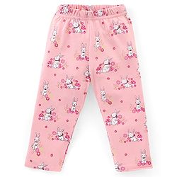 Babyhug Cotton Knit Full Sleeves Night Suit With Bunny Print - Pink
