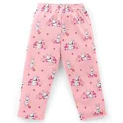 Babyhug Cotton Knit Full Sleeves Night Suit With Bunny Print - Pink