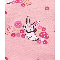 Babyhug Cotton Knit Full Sleeves Night Suit With Bunny Print - Pink