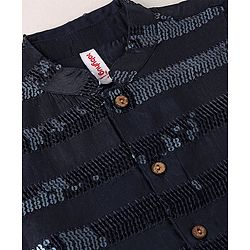 Babyhug Full Sleeves Kurta Payjama Set & Waistcoat With Sequine Detailing - Blue