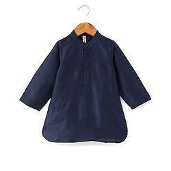 Babyhug Full Sleeves Kurta Payjama Set & Waistcoat With Sequine Detailing - Blue