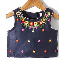 Babyhug Sleeveless Embroidered Choli with Printed Lehenga and Dupatta Set - Yellow