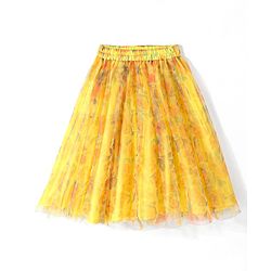 Babyhug Sleeveless Embroidered Choli with Printed Lehenga and Dupatta Set - Yellow