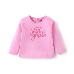 Babyhug 100% Cotton Knit Full Sleeves Top with Graphics - Pink