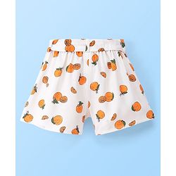 Babyhug Rayon Woven Singlet Top & Short Set Orange Print - White