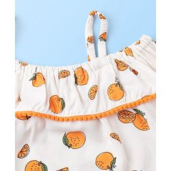 Babyhug Rayon Woven Singlet Top & Short Set Orange Print - White