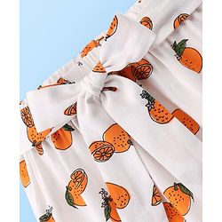 Babyhug Rayon Woven Singlet Top & Short Set Orange Print - White