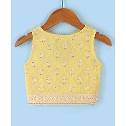 Babyhug Sleeveless Embroidered Net Choli Lehenga and Dupatta - Yellow