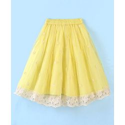 Babyhug Sleeveless Embroidered Net Choli Lehenga and Dupatta - Yellow