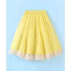 Babyhug Sleeveless Embroidered Net Choli Lehenga and Dupatta - Yellow