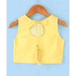 Babyhug Sleeveless Embroidered Net Choli Lehenga and Dupatta - Yellow