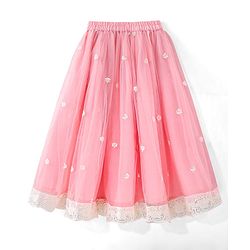 Babyhug Short Flutter Sleeves Embroidered Net Choli Lehenga And Dupatta Set - Pink