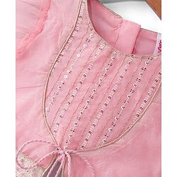 Babyhug Short Flutter Sleeves Embroidered Net Choli Lehenga And Dupatta Set - Pink