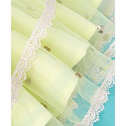 Babyhug Woven Half Sleeves Embroidered Net Choli Lehenga & Dupatta - Lime Yellow