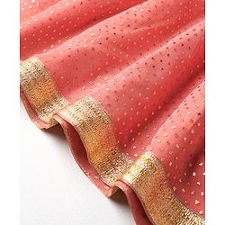 Babyhug Woven Foil Printed Sleeveless Ethnic Dress - Peach