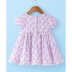 Babyhug 100% Cotton Woven Short Sleeve Ethnic Dress with Floral Print - White