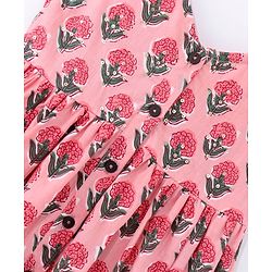 Babyhug Cotton Sleeveless  Ethnic Dress Floral Printed with Sequenced at Yoke  - Pink