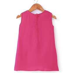 Babyhug Three Fourth Sleeve Rayon Floral Embroidered Ethnic Dress with Shrug - Navy & Fuchsia