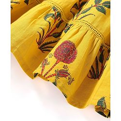 Babyhug 100% Cotton Woven Floral Printed Three Fourth Sleeve Ethnic Dress  - Yellow