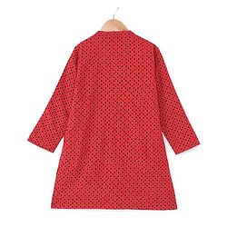 Babyhug Three Full Schiffly Embroidered Kurta With Pyjama Set-Red