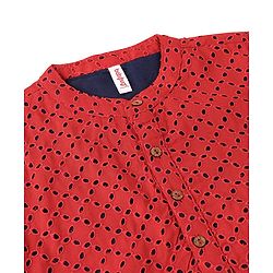 Babyhug Three Full Schiffly Embroidered Kurta With Pyjama Set-Red