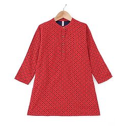 Babyhug Three Full Schiffly Embroidered Kurta With Pyjama Set-Red