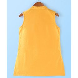 Babyhug Rayon Dobby Sleeveless Kurta & Dhoti Set With Embroidery- Yellow