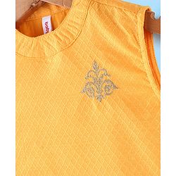 Babyhug Rayon Dobby Sleeveless Kurta & Dhoti Set With Embroidery- Yellow