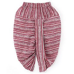Babyhug Cotton Full Sleeves Ethnic Block Printed Kurta & Dhoti Set  - Red