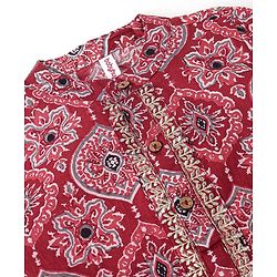 Babyhug Cotton Full Sleeves Ethnic Block Printed Kurta & Dhoti Set  - Red